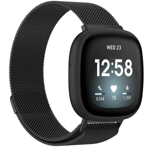 imoshion Magnetisches Milanaise Armband für das  Fitbit Versa 4/ 3 / Sense (2) - Schwarz