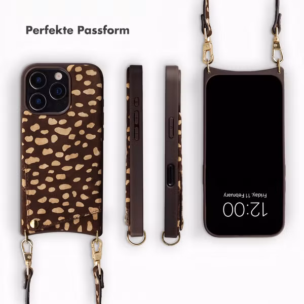 Selencia Nova Echtleder Backcover mit Kartenhalter Apple iPhone 16 Pro - Fawn Chic