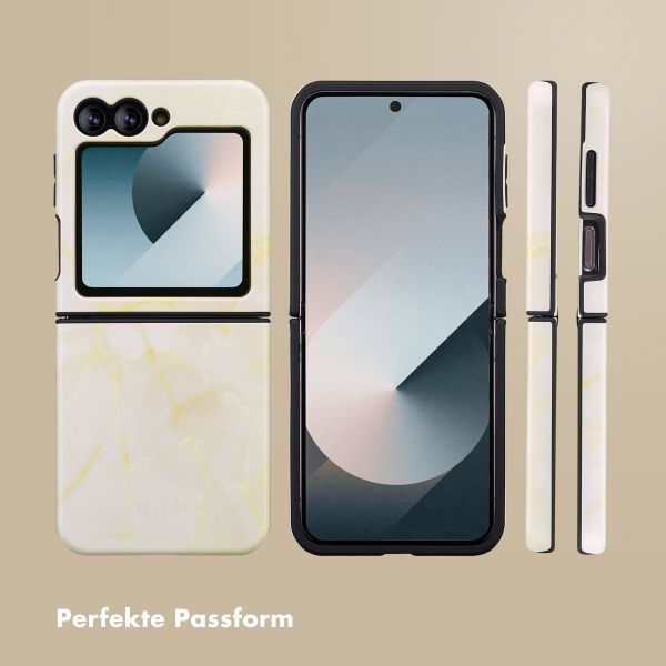 Selencia Vivid Back Cover Samsung Galaxy Z Flip 6 / Flip 7 FE - Golden Beige Marble
