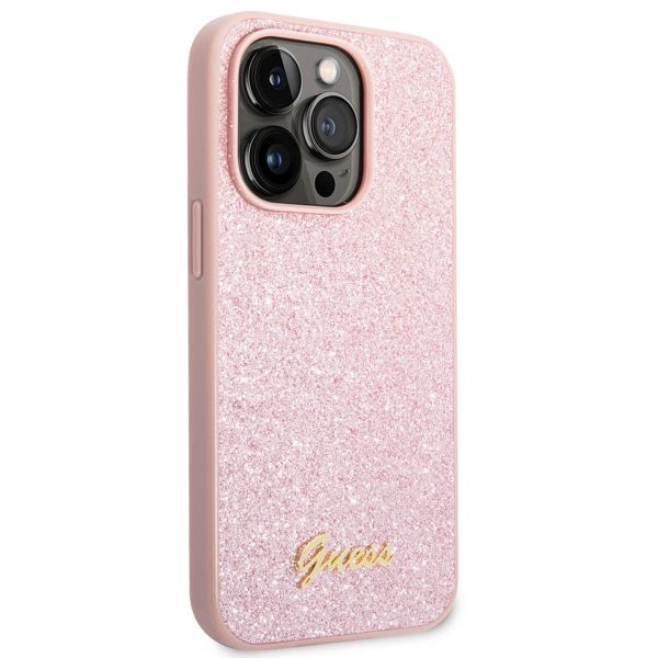 Guess Glitter Flakes Back Cover Apple iPhone 14 Pro - Rosa