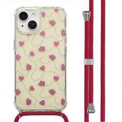 imoshion Design Hülle mit Band Apple iPhone 15 - Dusty Rose Connected Hearts