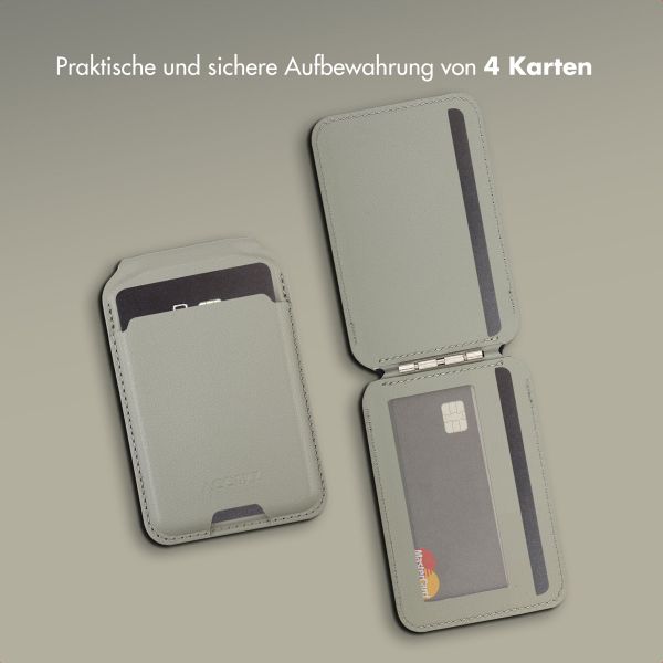 Accezz Leder-Wallet mit Standfunktion - Geeignet für MagSafe und Qi2 - Light Grey