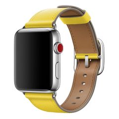 Apple Leather Band Classic Buckle für das  Apple Watch Series 1 t/m 9 / SE (38/40/41 mm) | Series 10 / 11 (42 mm) - Spring Yellow