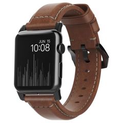 Nomad Traditionelles Lederarmband für das  Apple Watch Series 1 t/m 11 / SE / Ultra (44/45/46/49 mm) - Brown / Black