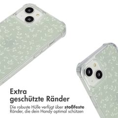 imoshion Design Hülle mit Band Apple iPhone 14 - Smoke Green Flowers