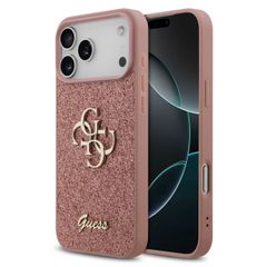Guess 4G Metal Logo Back Cover mit Glitter Apple iPhone 17 Pro Max - Rosa