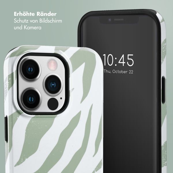 Selencia Vivid Back Cover Apple iPhone 14 Pro - Colorful Zebra Sage Green