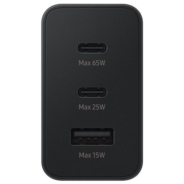 Samsung Original Power Adapter Trio - Ladegerät - 2x USB-C- und 1x USB-Anschluss - Fast Charger - 65 Watt - Schwarz