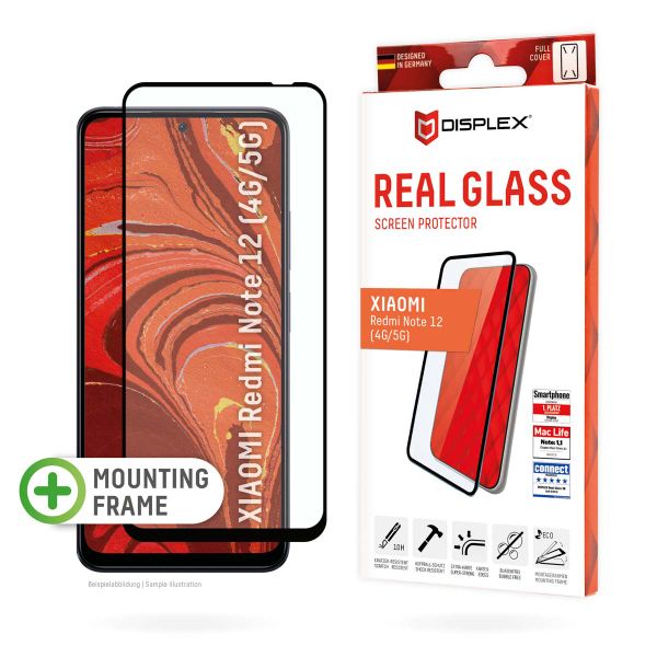 Displex Bildschirmschutzfolie Real Glass Full Cover für das Xiaomi Redmi Note 12 - Transparent