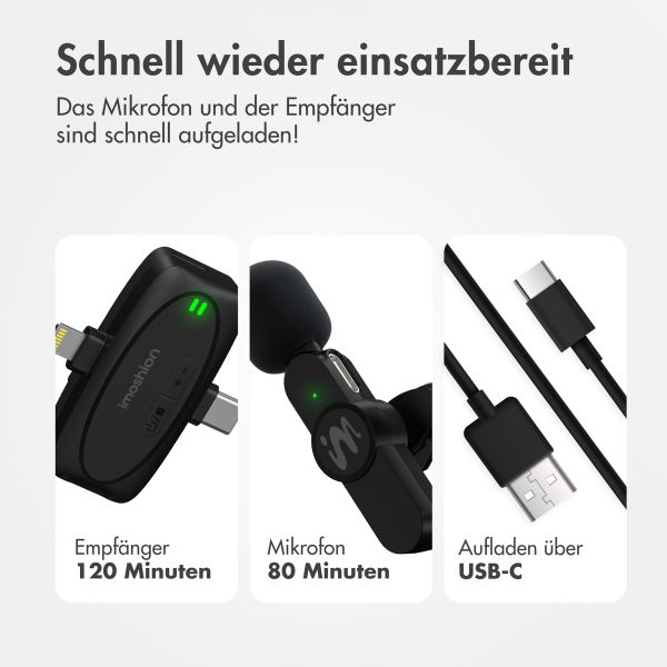 imoshion Mikrofon für Telefon - Ansteckmikrofon - Kabellos - Bluetooth / Lightning / USB-C