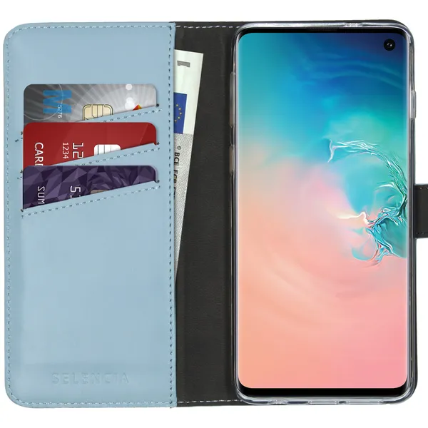 Selencia Echtleder Klapphülle Samsung Galaxy S10 - Air Blue