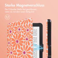 imoshion Design Slim Hard Case Klapphülle Kobo Clara 2E / Tolino Shine 4 - Orange Flowers Connect