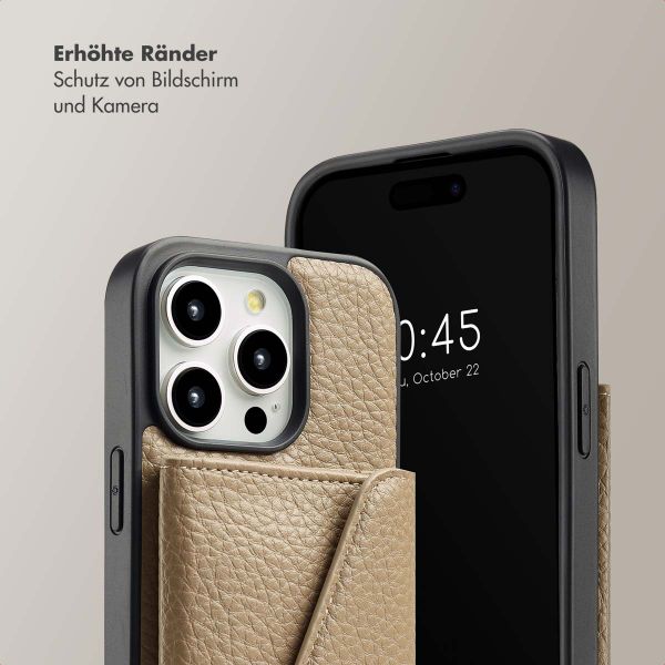 Selencia Sera Kordel-Hulle mit Kartenhalter-Umschlag für das iPhone 14 Pro - Beige