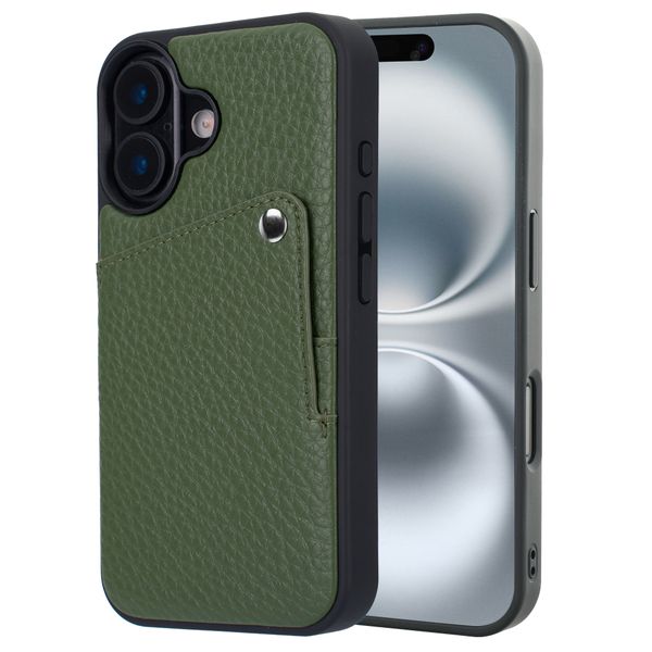 Selencia Riva Back Cover mit Kartenfach Apple iPhone 16 - Sage Green