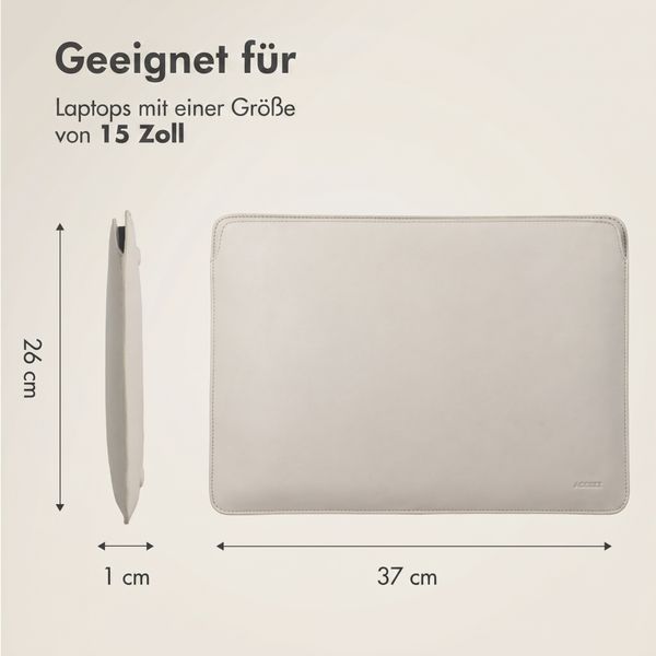 Accezz Leather Laptop Hülle Apple MacBook 15 Zoll - Laptop Sleeve - Beige