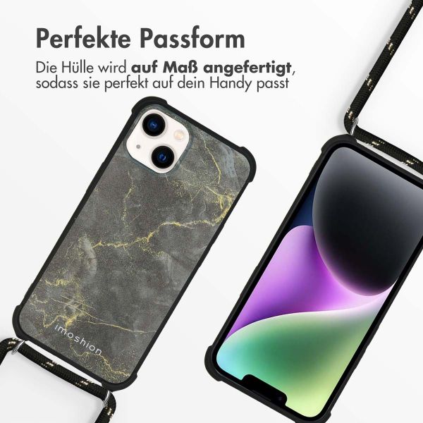 imoshion Design Hülle mit Band für das iPhone 14 - Black Marble