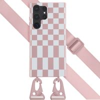 Selencia SilikonHülle design mit abnehmbarem Band Samsung Galaxy S23 Ultra - Irregular Check Sand Pink