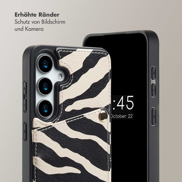 Selencia Nova HandyHülle mit Kordel und Kartenhalter Samsung Galaxy S24 / S25 - Zazzy Zebra