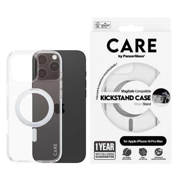 CARE by PanzerGlass Kickstand Case MagSafe für das iPhone 16 Pro Max - Silber