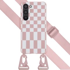 Selencia SilikonHülle design mit abnehmbarem Band Samsung Galaxy S23 - Irregular Check Sand Pink