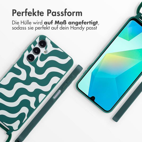 imoshion Silikonhülle design mit Band für das Samsung Galaxy A16 5G - Petrol Green Groovy