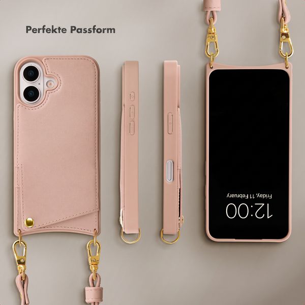 Selencia Nova HandyHülle mit Kordel und Kartenhalter Apple iPhone 17 - Dusty Rose