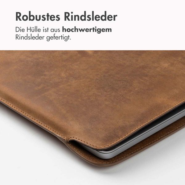 Accezz Leather Laptop Hülle MacBook 15 Zoll - Laptop Sleeve - Cognac