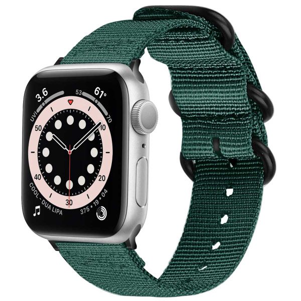 imoshion Robustes Nylonarmband für das  Apple Watch Series 1 - 9 / SE (38/40/41 mm) | Series 10 / 11 (42 mm) - Dunkelgrün
