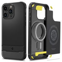 Spigen Rugged Armor Backcover MagSafe für das iPhone 15 Pro - Schwarz