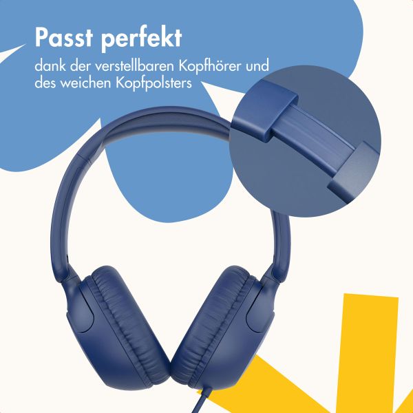 imoshion Kinderkopfhörer mit AUX-Kabel - Dezibelbegrenzer - Denim Blue