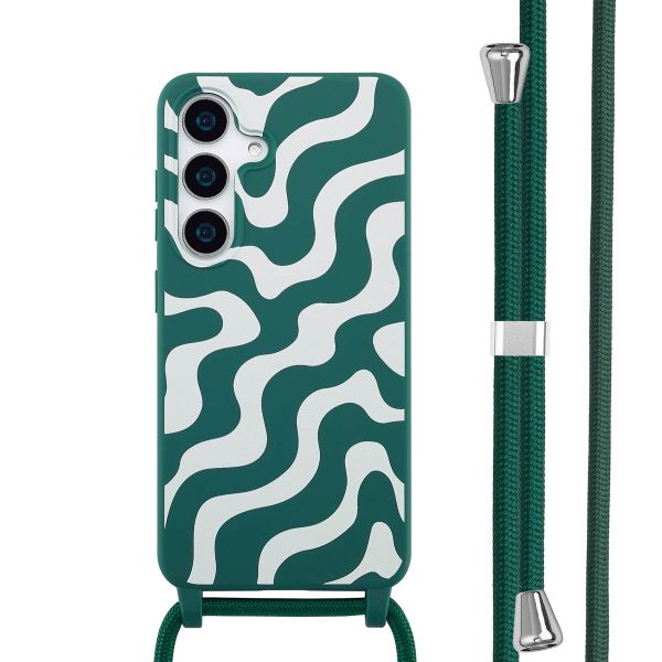 imoshion Silikonhülle design mit Band für das Samsung Galaxy S25 - Petrol Green Groovy