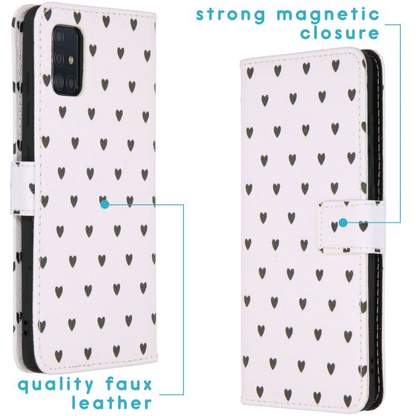 imoshion Design TPU Klapphülle Samsung Galaxy A51 - Hearts Allover White