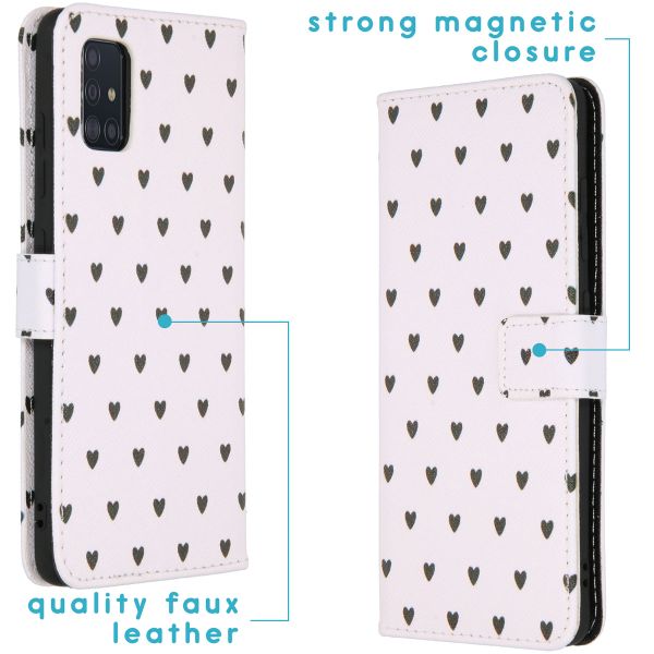 imoshion Design TPU Klapphülle Galaxy A51 - Hearts Allover White