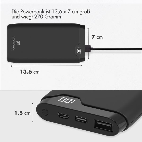 imoshion Powerbank - 10.000 mAh - Schnelles Aufladen und Power Delivery - Schwarz