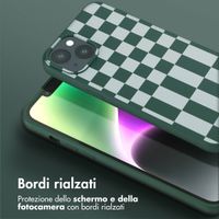 Selencia SilikonHülle design mit abnehmbarem Band Apple iPhone 14 Plus - Irregular Check Green