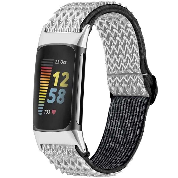 imoshion Elastische Nylonarmband für das Fitbit Charge 5 / Charge 6 - Weiß