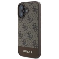 Guess Bottom Stripe 4G Back Cover für das iPhone 16 - Braun