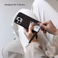 Selencia Nova Croco HandyHülle mit Kordel und Kartenhalter Apple iPhone 17e / 16e - Schwarz