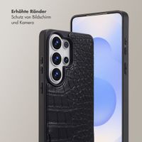 Selencia Nova Croco HandyHülle mit Kordel und Kartenhalter Samsung Galaxy S26 Ultra - Schwarz