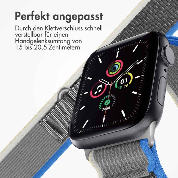imoshion Nylon Trail Armband für das  Apple Watch Series 1 t/m 11 / SE / Ultra (44/45/46/49 mm) - Blue / Grey