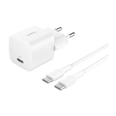 Belkin BoostCharge Kompakte USB-C-Ladegerät 25W mit USB-C-auf-USB-C-Kabel - 1 Meter - Weiß