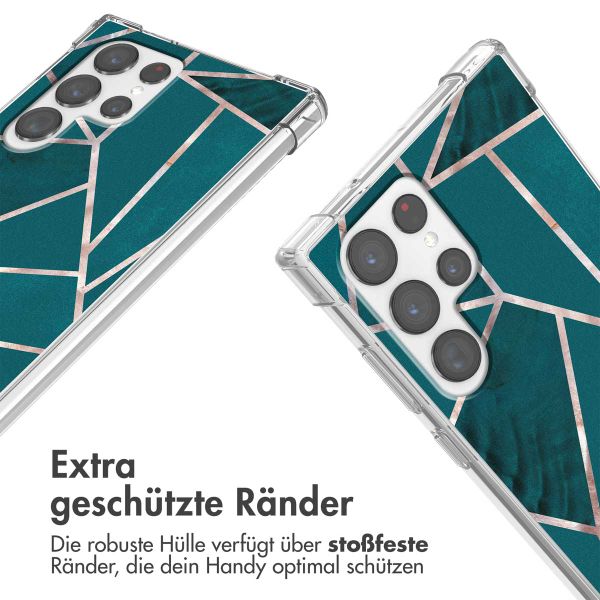 imoshion Design Hülle mit Band Samsung Galaxy S22 Ultra - Petrol Green Graphic