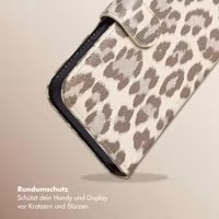Selencia Sabi Klapphülle mit Leopardenmuster Apple iPhone 16e - Soft Ivory