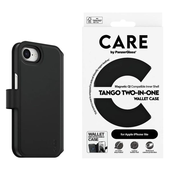 CARE by PanzerGlass Tango 2 in 1 Wallet Case MagSafe Apple iPhone 16e - Black