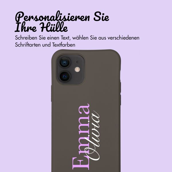 Personalisierte Color Backcover MagSafe mit abtrennbarem Band und Namen für iPhone 12 Pro - Black Coffee