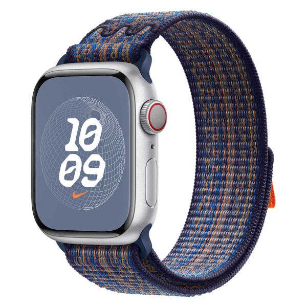 Apple Nike Sport Loop Band für die Apple Watch Series 1 bis 9 / SE (38/40/41 mm) | Series 10 (42 mm) - Game Royal/Orange