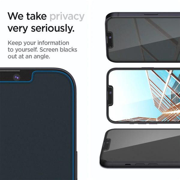 Spigen GLAStR Privacy EZ Fit Displayschutzfolie  + Applicator für das Apple iPhone 13 / 13 Pro