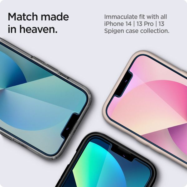 Spigen EZ Fit Glas.tR mit Installation Tray - 1er Pack Apple iPhone 13 / 13 Pro / 14 / 16e