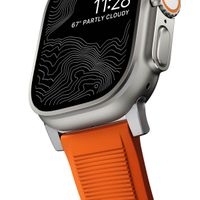 Nomad Robustes Armband FKM für die Apple Watch Series 1 bis 10 / SE / Ultra (2) (44/45/46/49 mm) - Silber/Orange