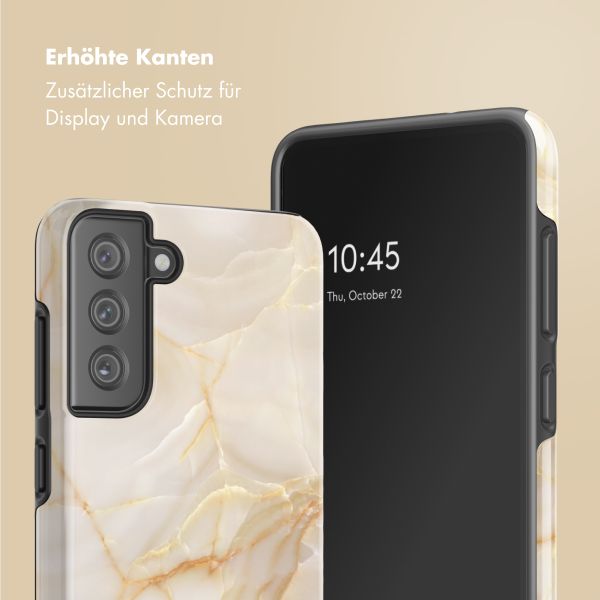 Selencia Vivid Tough Back Cover für das Samsung Galaxy S21 FE - Golden Beige Marble